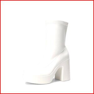 Women's Platform Ankle Boots Chunky Block Heel Square Toe Gogo Booties